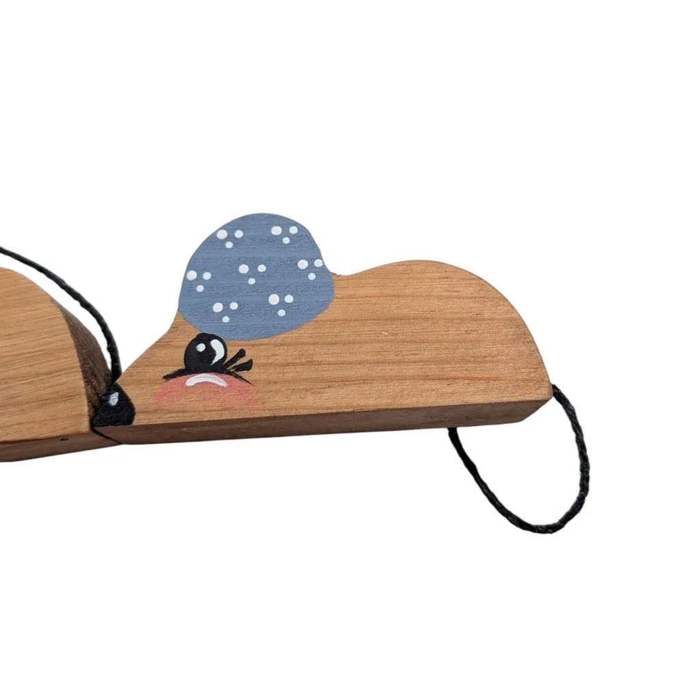 Wood Hand Painted Small‎ Country Mice Artist Signed Set of 3 Cottagecore Decor